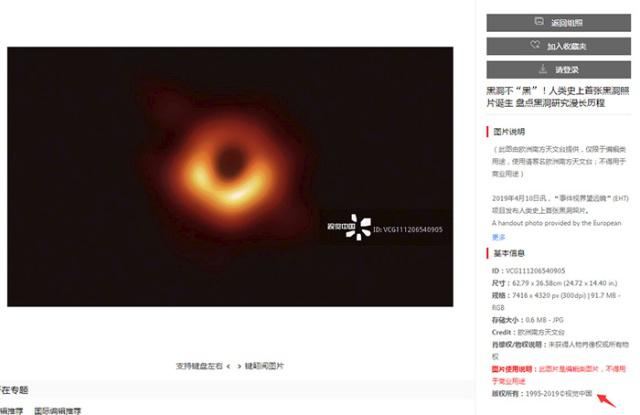人類拍攝的首張黑洞照片版權(quán)歸視覺(jué)中國(guó)了？官方回應(yīng)