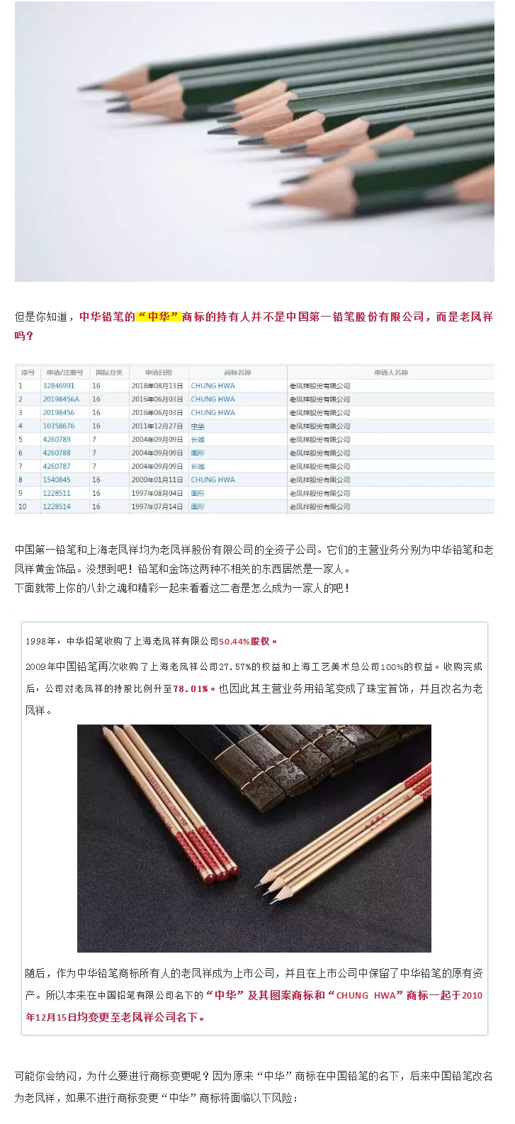高考倒計(jì)時(shí)||你知道中華鉛筆的商標(biāo)持有人是老鳳祥嗎？