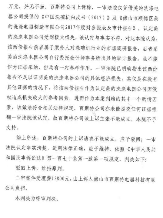 美的終審勝訴！佛山百斯特洗碗機(jī)專利侵權(quán)案塵埃落定