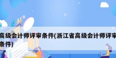 高級會計(jì)師評審條件(浙江省高級會計(jì)師評審條件)
