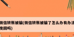微信轉賬被騙(微信轉賬被騙了怎么辦有辦法挽回嗎)